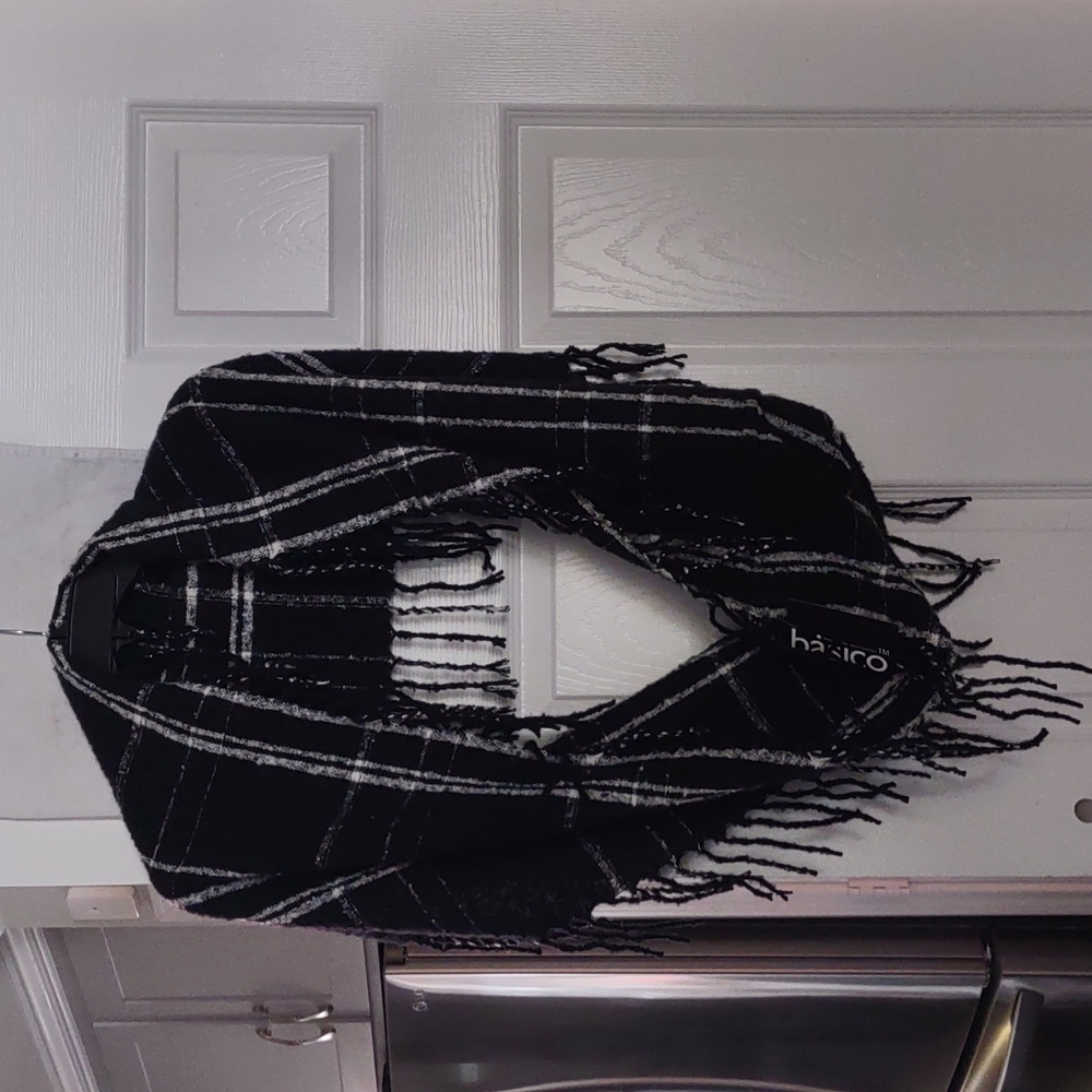 Black white plaid infinity scarf